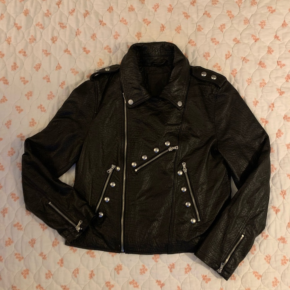 Leather studded jacket textured